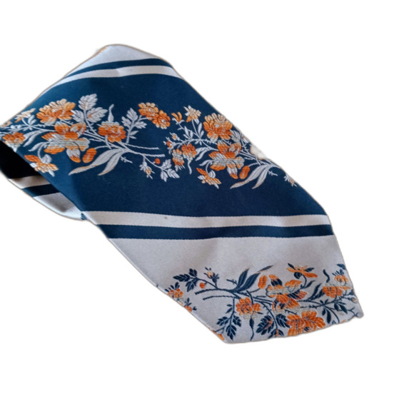 Vintage Hastings San Francisco embroidered floral green striped tie - Picture 1 of 4